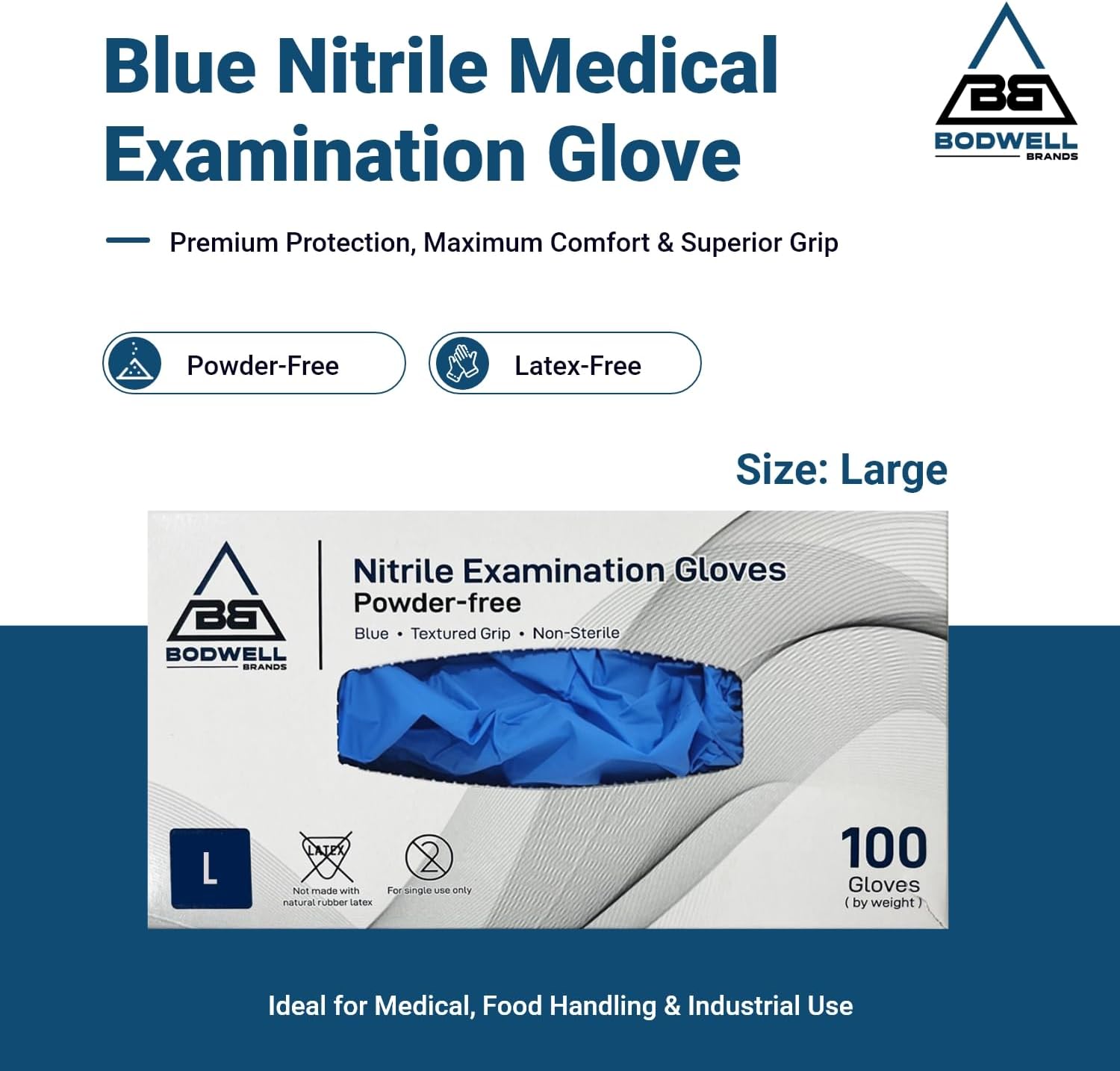 Nitrile Gloves, Latex-Free Disposable Gloves for Women and Men, Medical Grade, Food Safe, Standard Weight