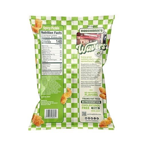 Miniatura 2 de WAVERS de Doughbrik's Snacks, Sabor a Pepinillos Picantes, Bolsas de 4.5 oz, Textura Crujiente y Perfecta para Bocadillos en Cualquier Momento,