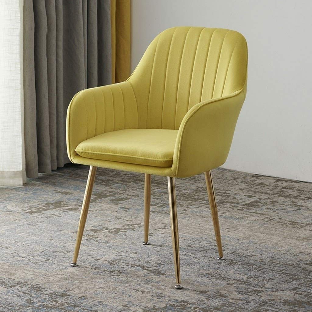 SJIALEN Kitchen Dining Chairs,Counter Lounge for Dining and Living Room Chairs Plating Leg Velvet Reception Chair Kitchen Chair (Color : Yellow)