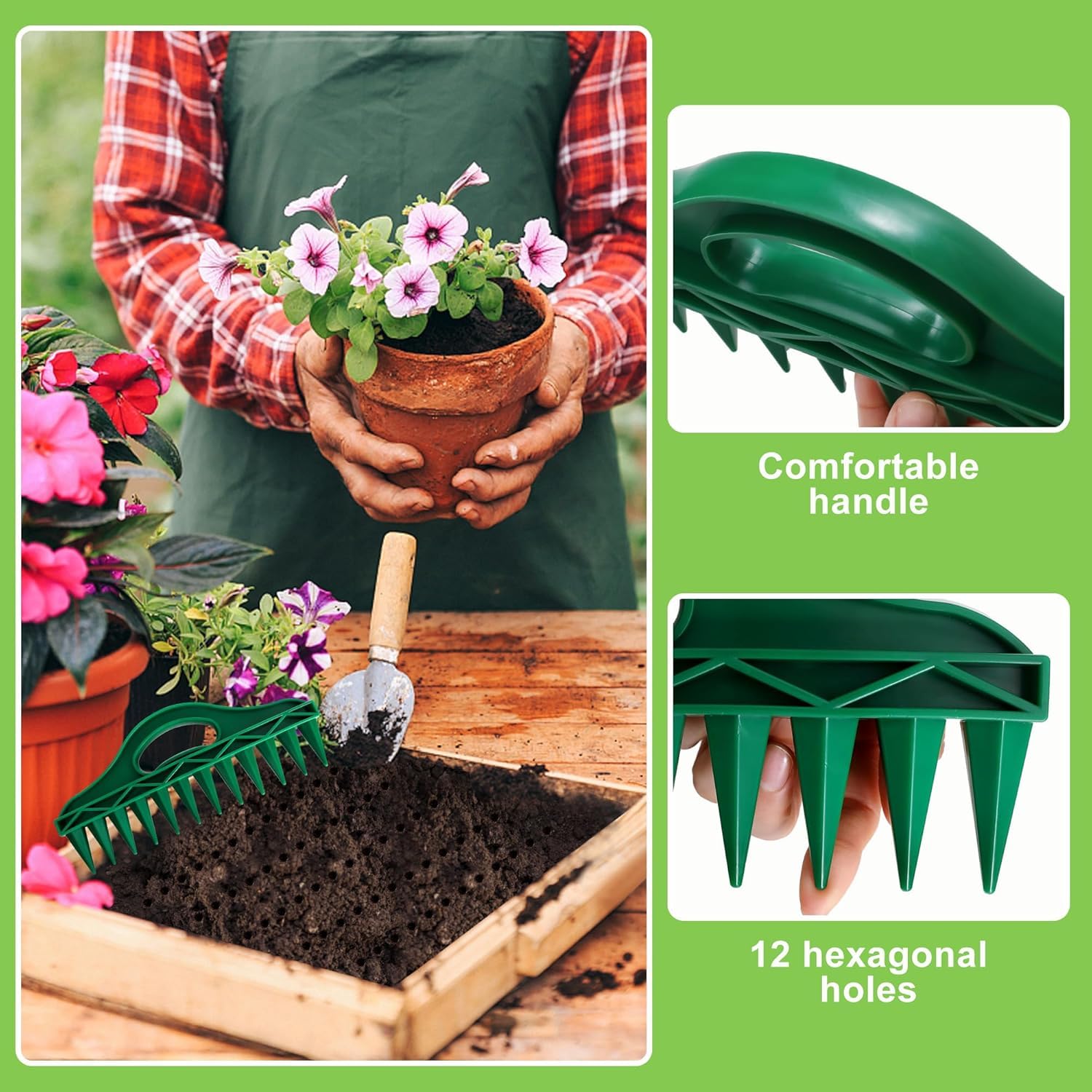 2 Pezzi Distributore di Semi, Dispensatore Sementi, Strumento di Semina da Giardino, Seminatore Manuale con Spargitore Manuale Regolabile per la Semina in Giardino (A)