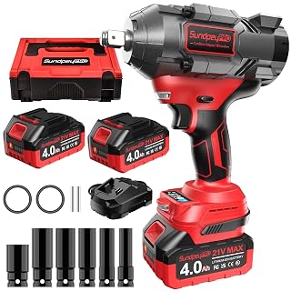 Cordless Impact Wrench 1107Ft-lbs(1500N·m) - 1/2" 21V High Torque Brushless Power Impact Gun with 2x4.0Ah Batteries & 6 Sockets & Fast Charger & Case for Car & Truck & RV & Heavy Duty Use - Amazon product rated Grade A