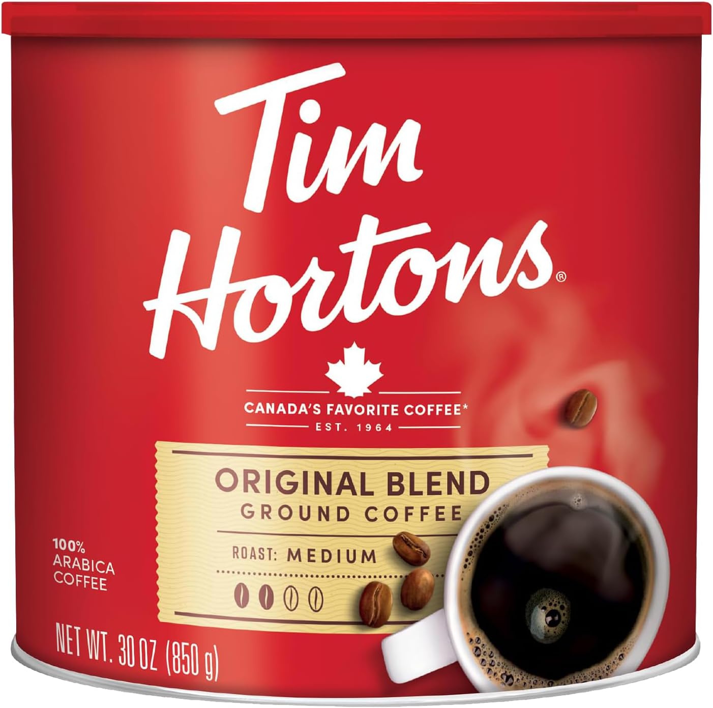 Tim Hortons Original Blend 100% Arabica Ground Coffee Can, 30 Ounces