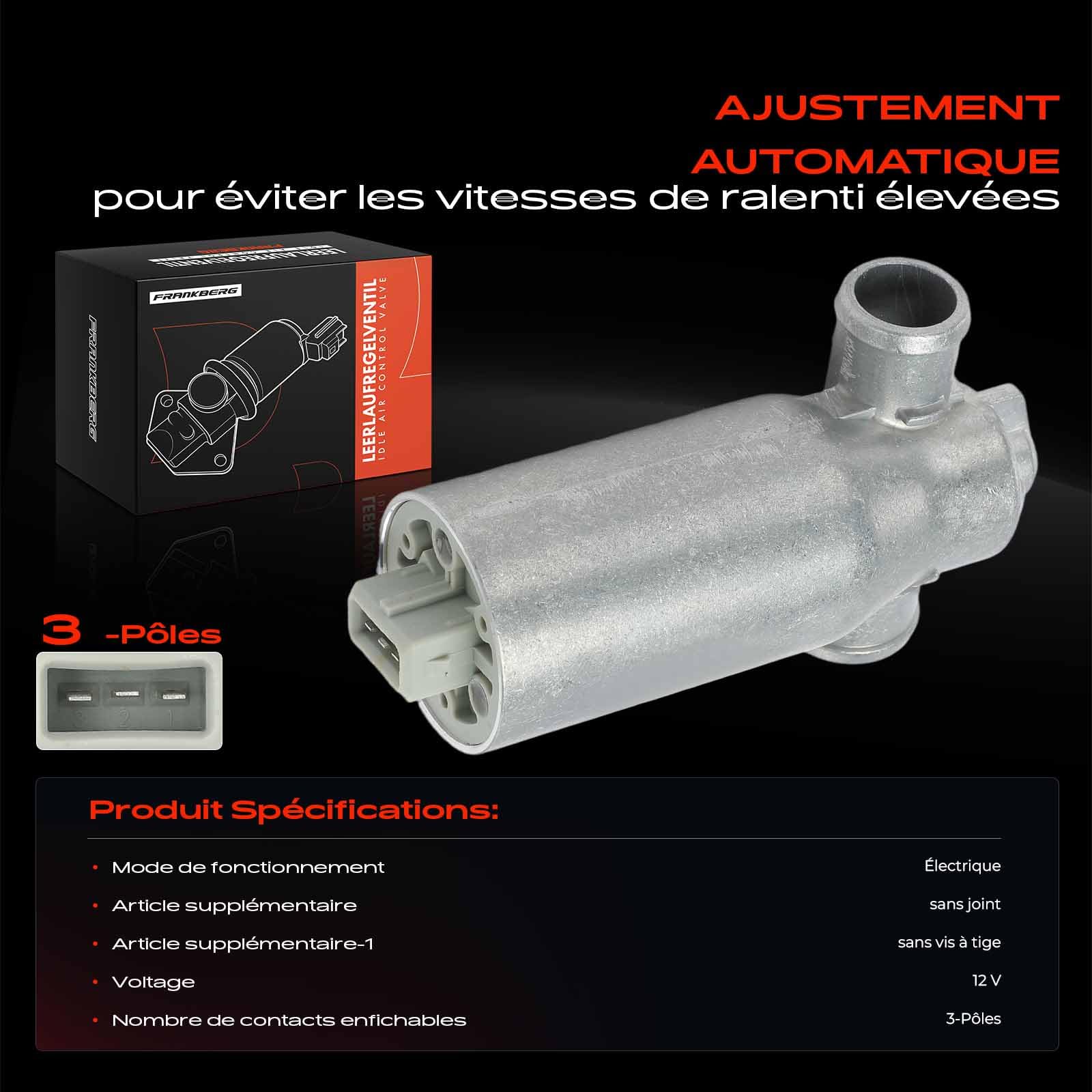 Frankberg Vanne de régulation du ralenti, 3 broches, essence, 13411744713