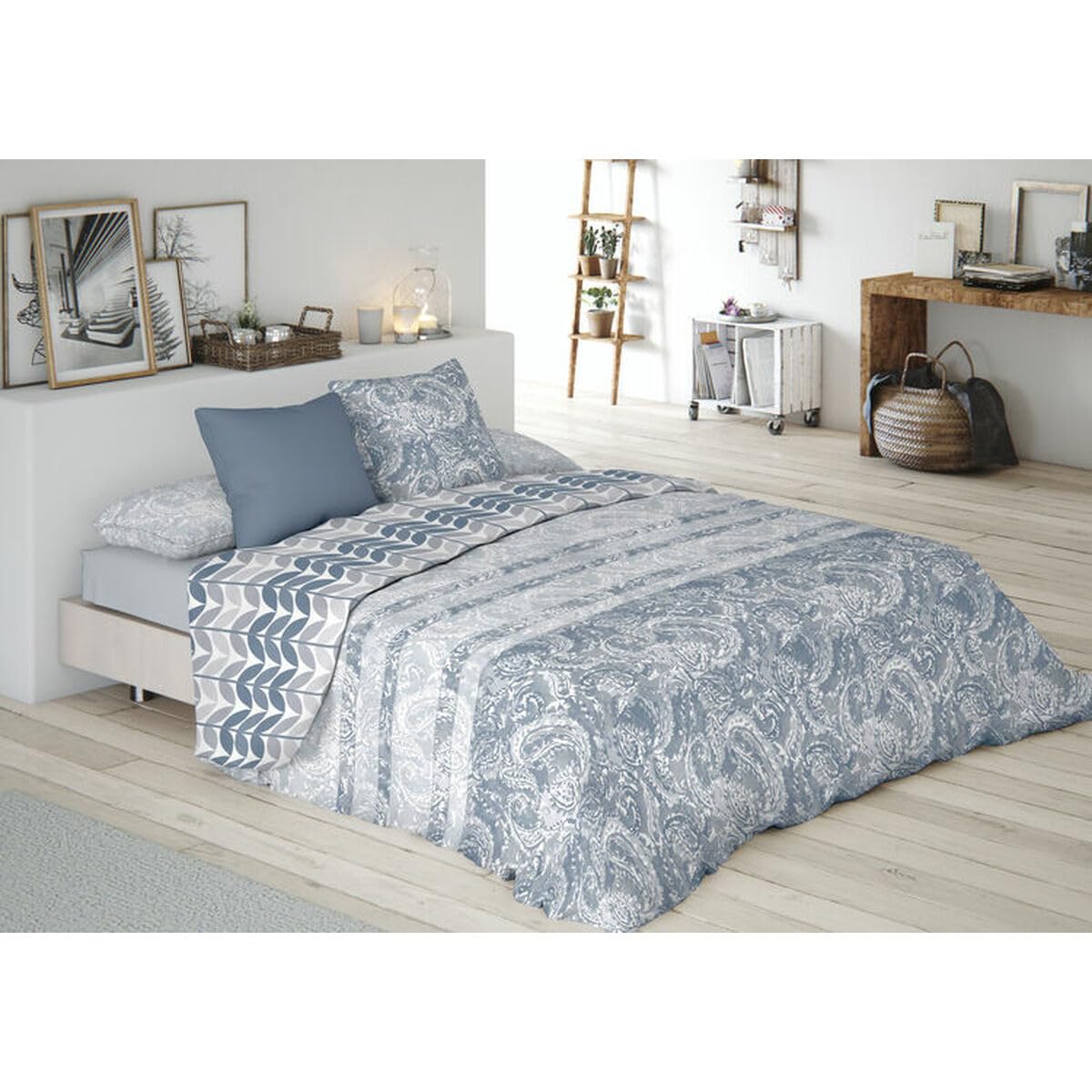 Housse de couette Pierre Cardin bleu 90 cm en polycoton pour linge de lit 1 personne