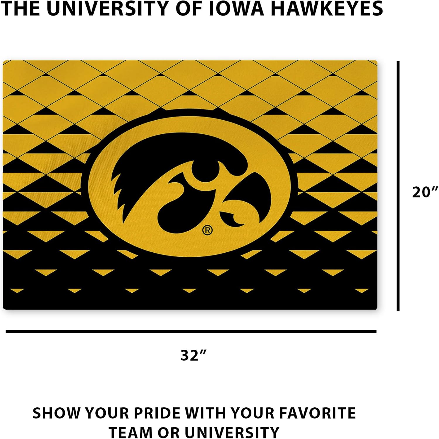 Northwest NCAA Iowa Hawkeyes, Washable Rug, 20 x 32 Inches, Dropzone