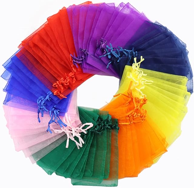 Taasmoog Color Organza Gift Bags, 80Pcs 10 x 12 cm Jewelry Drawstring Pouches, Wedding Favor Bags Candy Mesh Bags Christmas Favor Gift Bags for Wedding Party Festival Game Gift Bags(8 Colors)