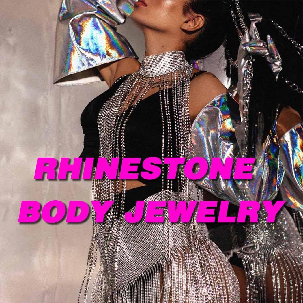 Rhinestone Body Chain Silver Chain Top Crystal Beach Bikini Body Jewelry Sexy Bra Chains for Women