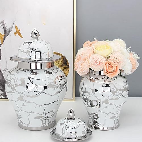 Miniatura 5 de Tarro de cerámica clásico de jengibre, tarro de almacenamiento de frascos organizadores, maceta de escritorio, florero para encimera, hogar, bodas,