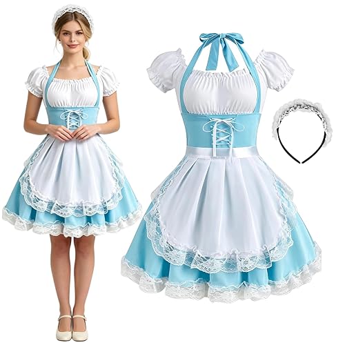 maxToonrain Women's French Maid Costume Set Anime Cosplay Party Outfit