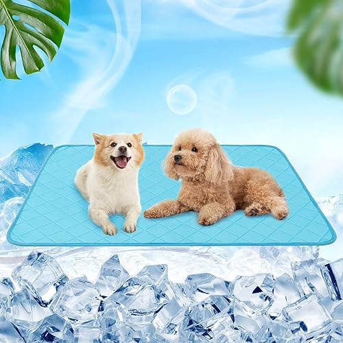 BINGPET Upgrade Self-Cooling Mat for Dogs Extra Large,35" x 23" Dog Cooling Mat Summer Pet with Non-Slip Bottom for Dog & Cat,Super Absorbent
