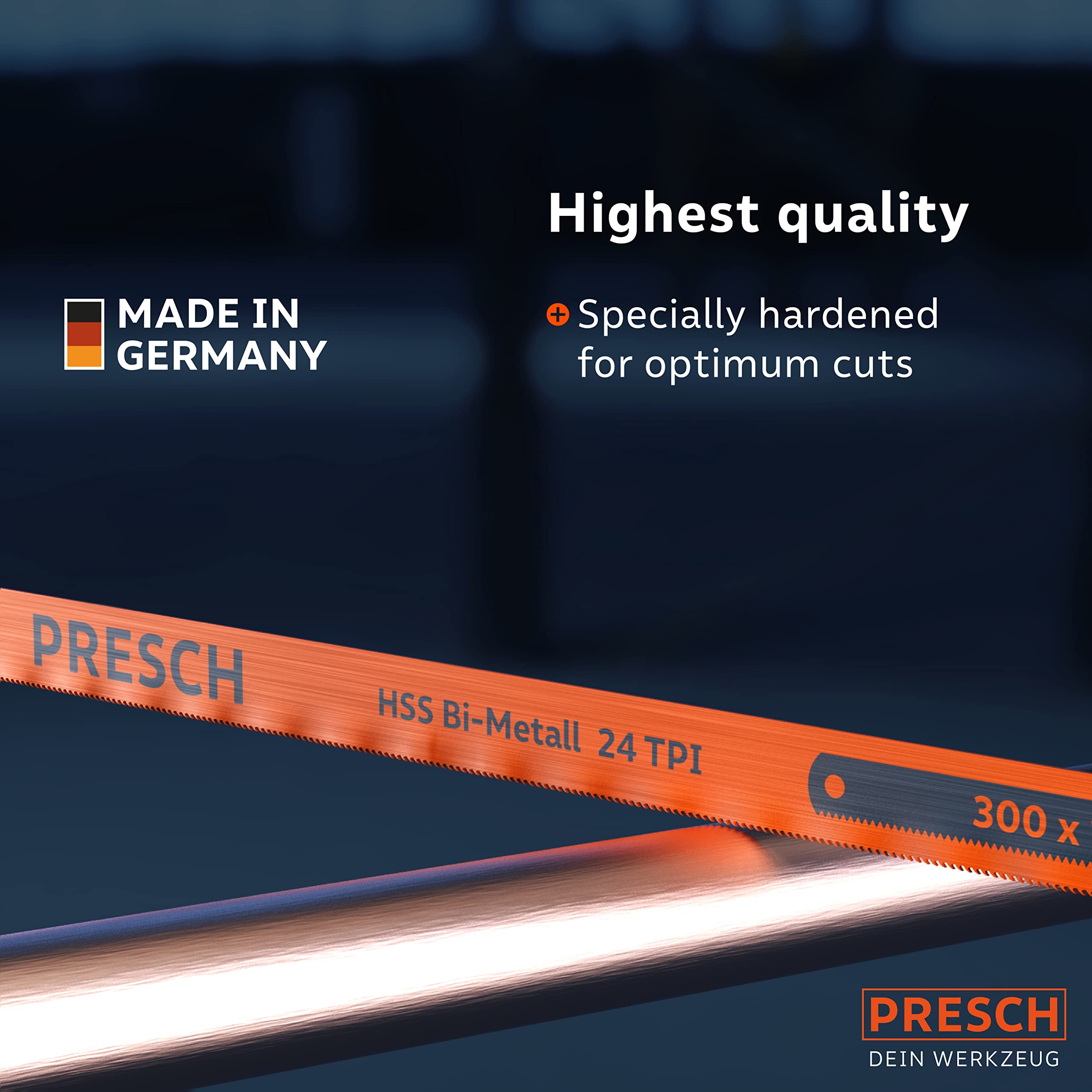Presch Brzeszczoty do metalu 300mm 11 szt - Brzeszczoty do pił ręcznych 300 mm - Brzeszczot bimetalowy 300mm z krawędzią tnącą do metali nieżelaznych, stali nierdzewnych, tworzyw sztucznych