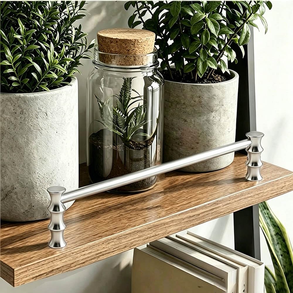TAJMDGW Metal Gallery Shelf Guard Rail Anti-Fall Cabinet Guardrail Bars Bookshelves Guard Fence Decorative Shelf Railing for Shoe Rack Display Cabinet(Silver,70cm(27.5"))
