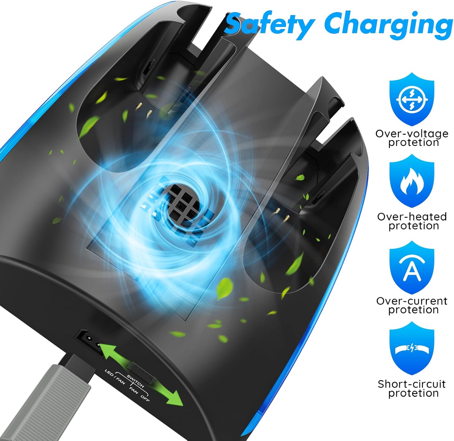 Game Organizer Station for Wii Remote Charger, Charging Dock Station for Controller, Wii Stand with 2 Pcs Rechargeable Battery for Wii Console Nunchuk Game Accessories Kit Storage - Image 5