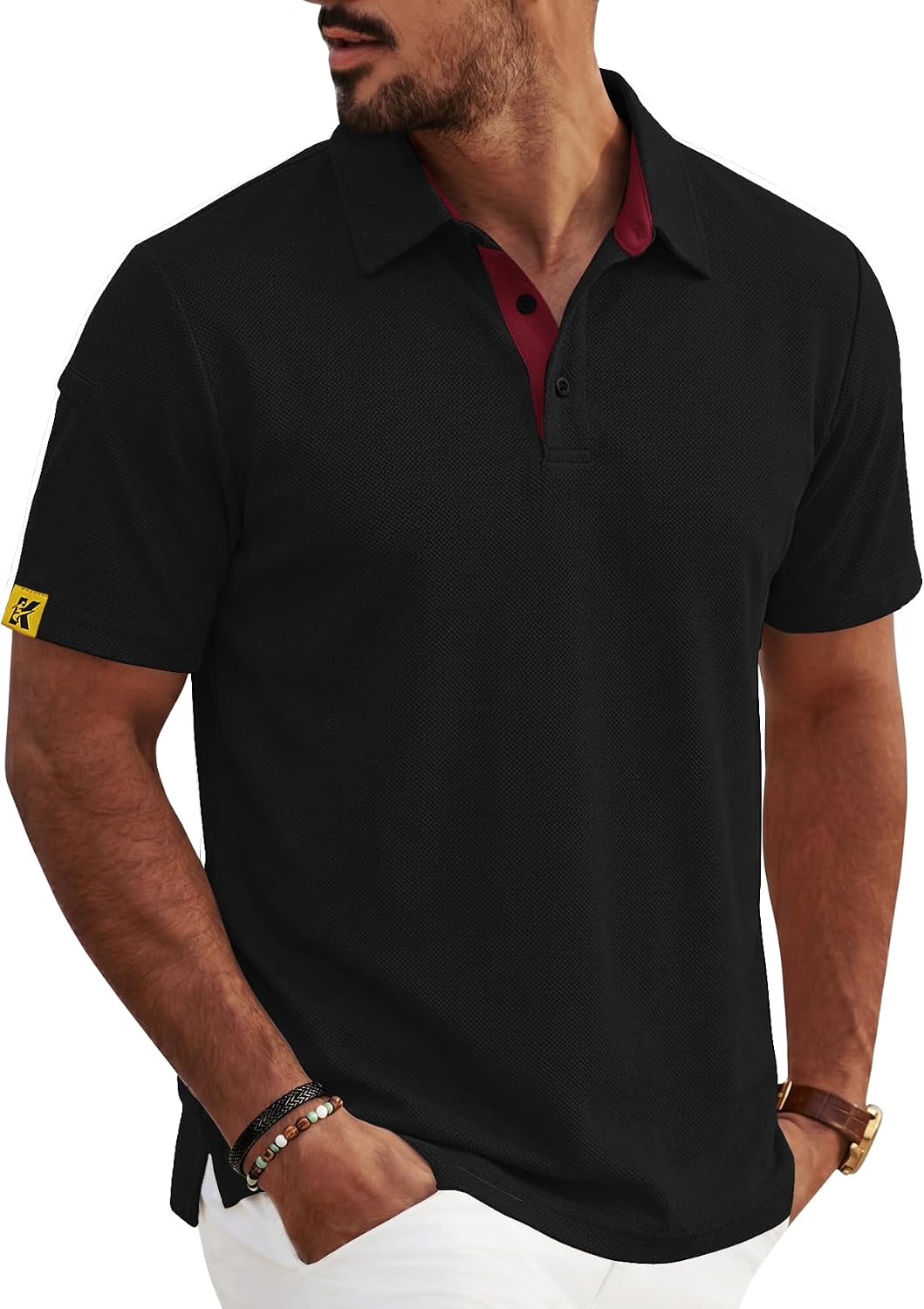 Men's Polo Shirt Short Sleeve Moisture Wicking Sports Casual T-Shirt Golf Polo Shirt Business Collar Shirt for Men
