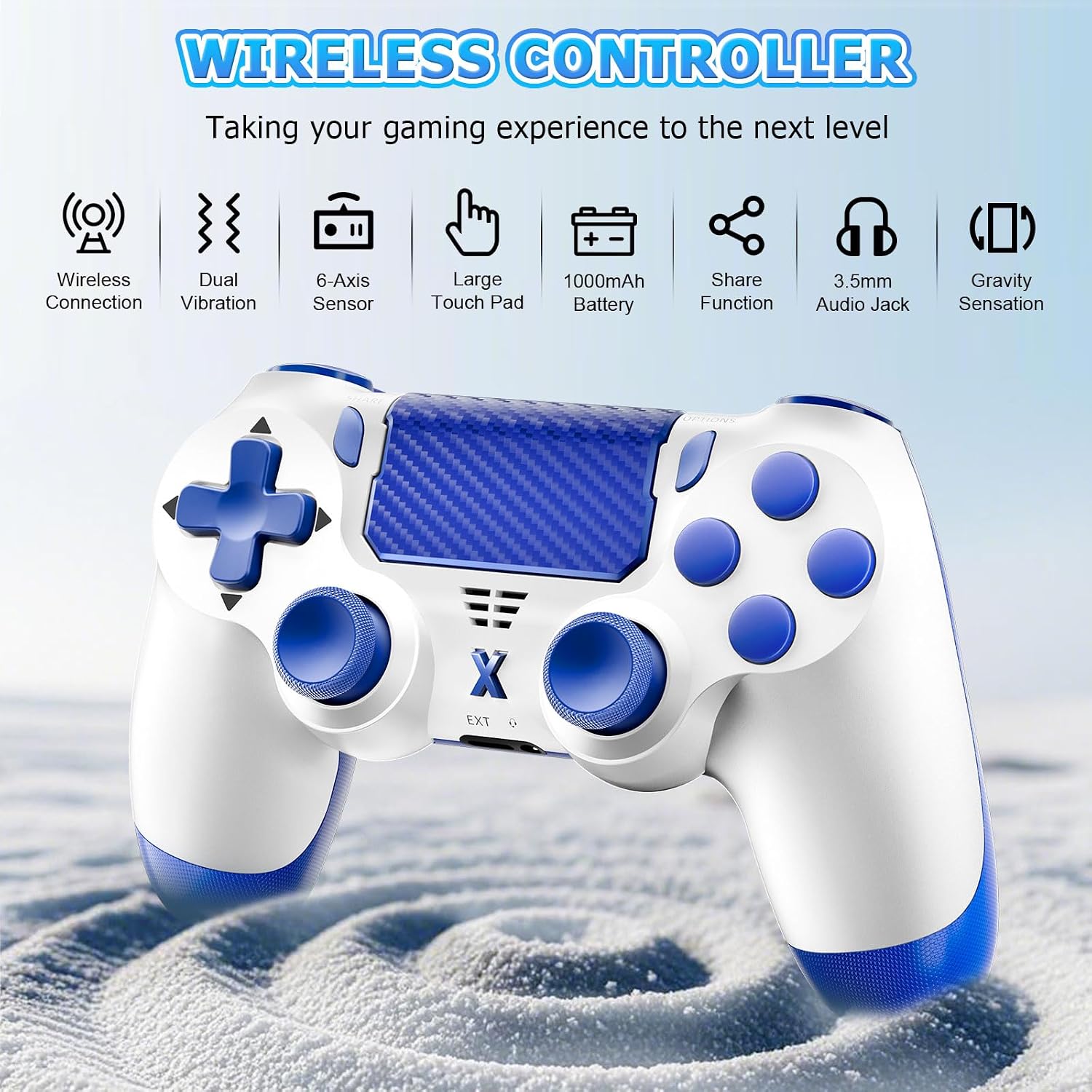 Puiseno Wireless Controller for PS-4, Dual Vibration Game Joystick/Motion Sensing/Touchpad/Speaker/3.5mm Audio Jack Headphone, Upgraded Six-Axis Sensor, Compatible with PS4/Slim/Pro Console/PC (Sky blue) 3 71WsPhzLEOL. SL1500