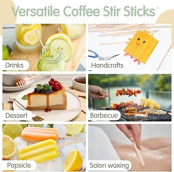 WISYOK 1000Pcs Coffee Stirrers, 5.5 Inch, Birch Wood