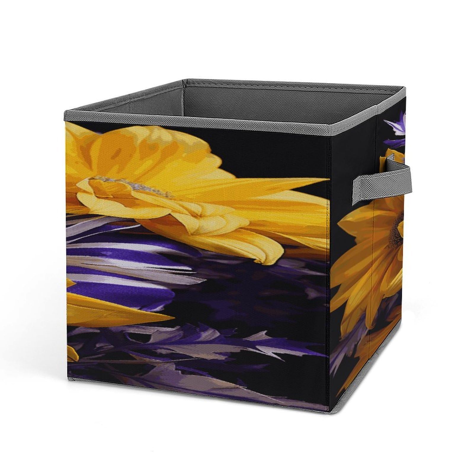 Fodpand Style Eco-Friendly Flowers Storage Cubes Foldable Decorative Fabric, Storage Bins Baskets With Handles, Closet Organizers And Storage For Home, Office,Closet, Clothes