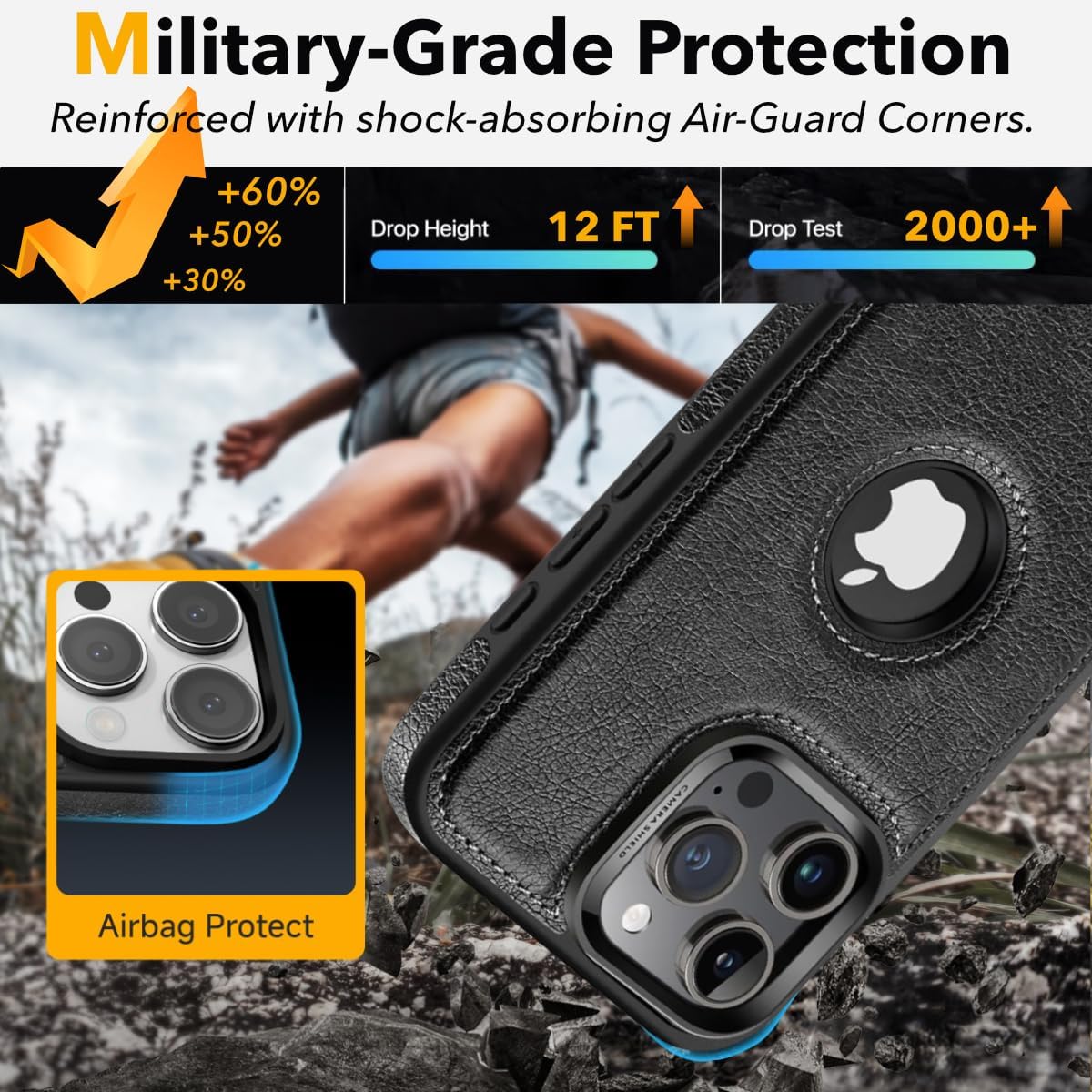 for iPhone 16 Pro Max Leather Case, Built-in Invisible Alloy Stand, Compatible with MagSafe Accessories,【Upgraded】 Strong Magnetic, Kickstand Phone Cover 2024 6.9 Inch (Black) - Image 6