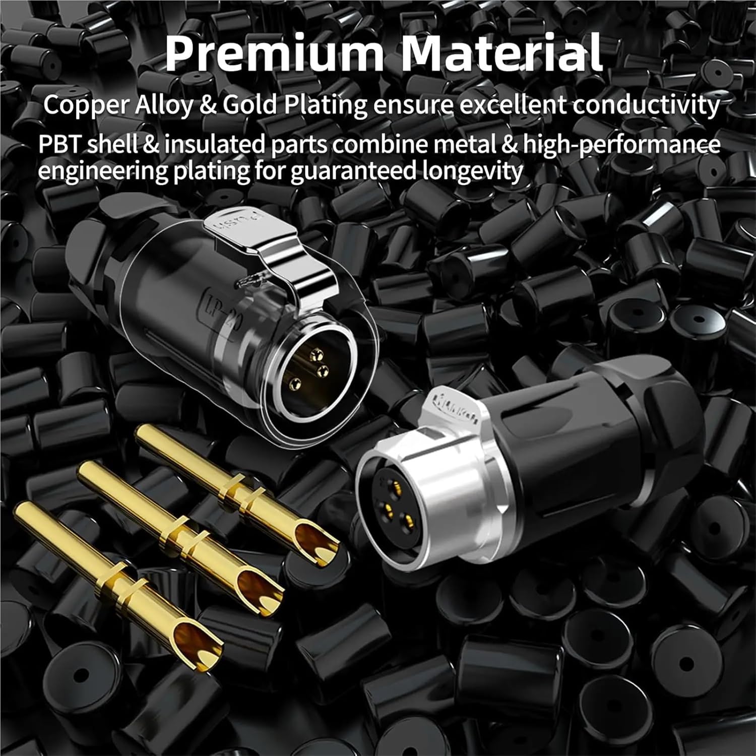 1Pcs LP20 IP68 Waterproof Electrical Connector Solder Cable Multi Pin High Current Quick Connect for Industrial & Automotive(2 Pin Male Set)