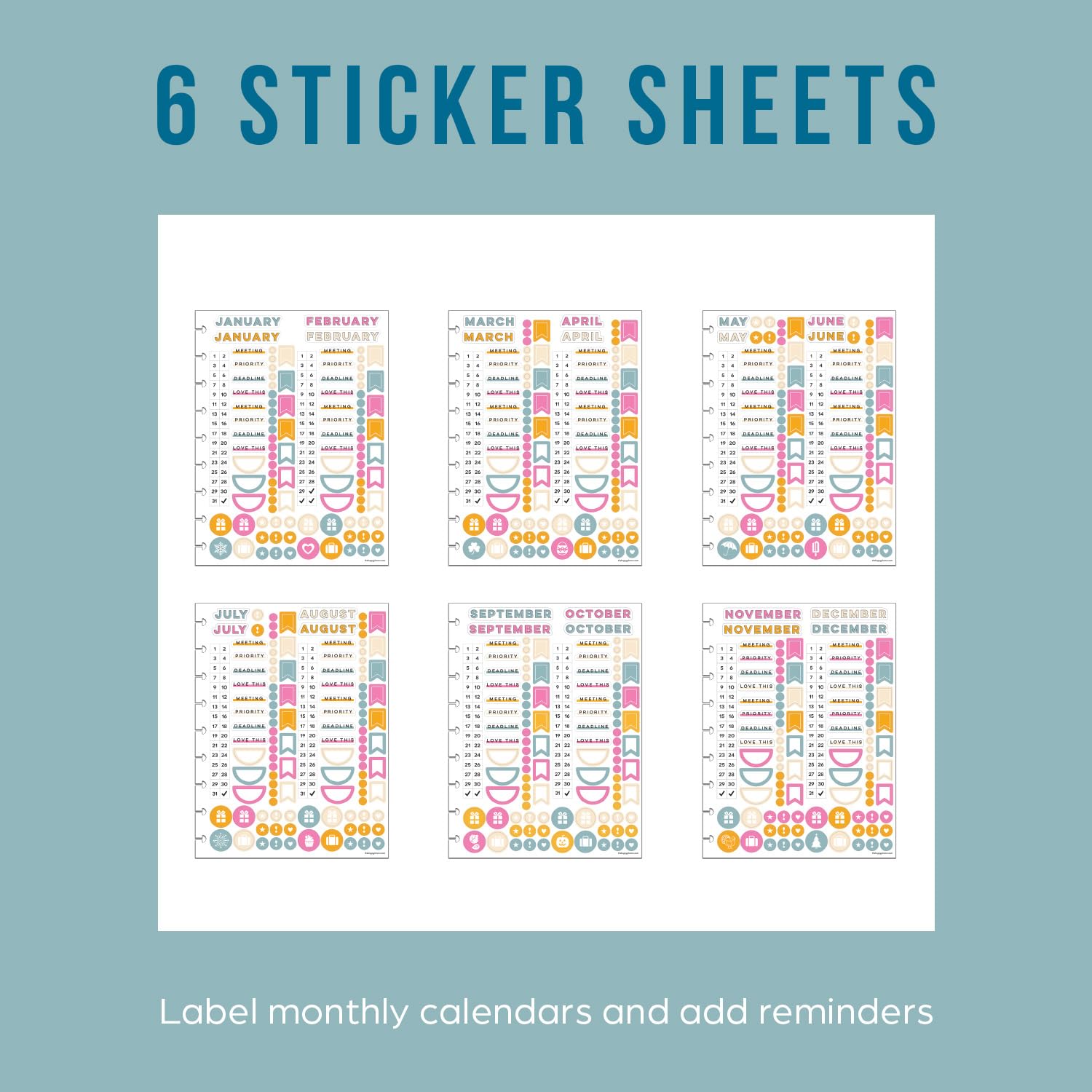 Happy Planner Plan + Planificador mensual de notas y cuaderno rayado, planificador de 12 meses sin fecha, 95 hojas con 4 separadores y 12 hojas de calcomanías, tema mágico bueno, tamaño grande, 8.5 x