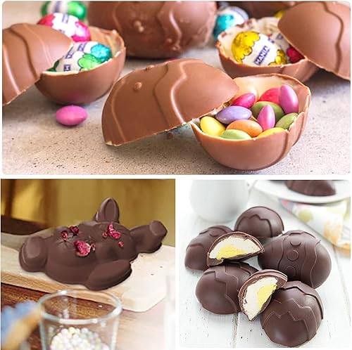 Miniatura 6 de Molde de conejo grande para huevos de Pascua, molde de silicona con forma de huevo de Pascua en 3D, molde de silicona para pastel de conejo de