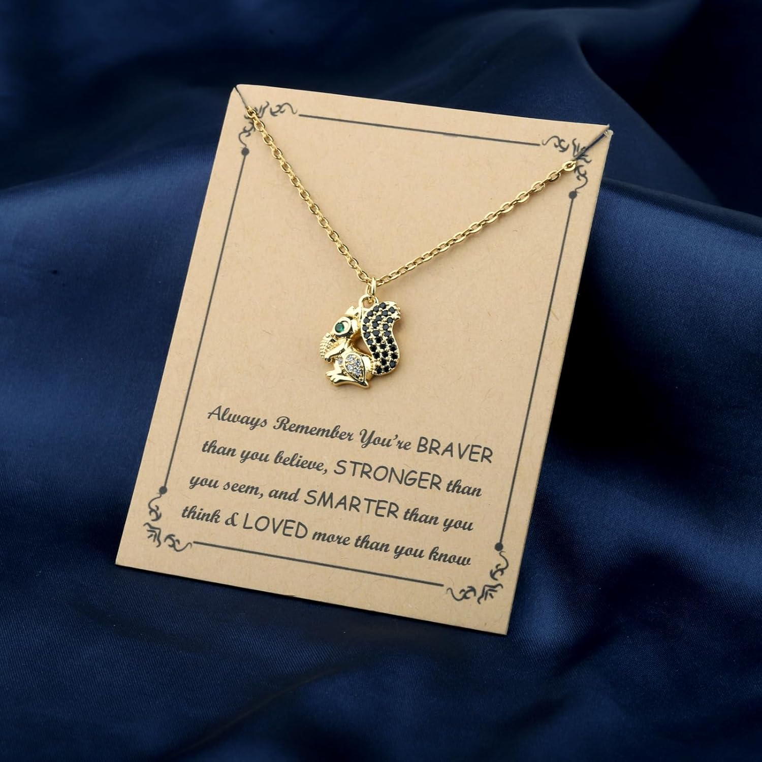 FUSTMW Squirrel Pendant Necklace Gifts for Squirrel Lovers Jewelry Squirrels Inspired Gifts for Women Forest Animal Gift - Image 3