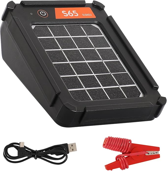 ANDMON S65 Solar Fence Charger, 3 Miles 0.065 Joule Solar Electric