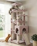 Heybly Heavy Duty Cat Tree, 64.2-Inch Tall Tower for Large Indoor Cats with Widened Structure, Cat Furniture with Big Platforms, Extra-Large Hammock, Sisal Scratching Posts & Board, Smoky Gray HCT027G