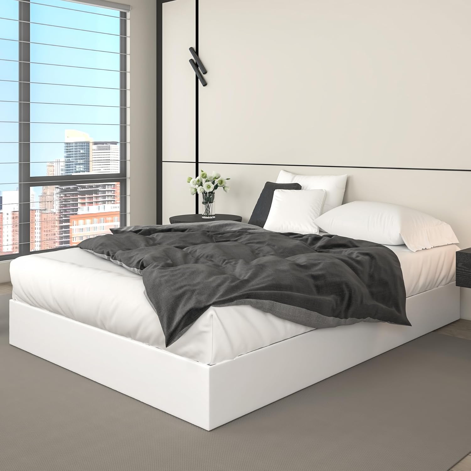 Box Spring Queen Size Bed Base 9 Inch High, 3000 LBS Heavy Duty Metal Mattress Foundation with Fabric Cover, Easy Assembly, Quiet Noise Free, Non Slip