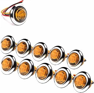 3/4" Round Strobe+Marker Lights Dual Function Mini Surface Mount LED Side Marker Lights 12V 24V Chrome Ring Trailer LED Clearance Bullet Side Lights Waterproof for Trailer Truck Van RV ATV,Pack of 10