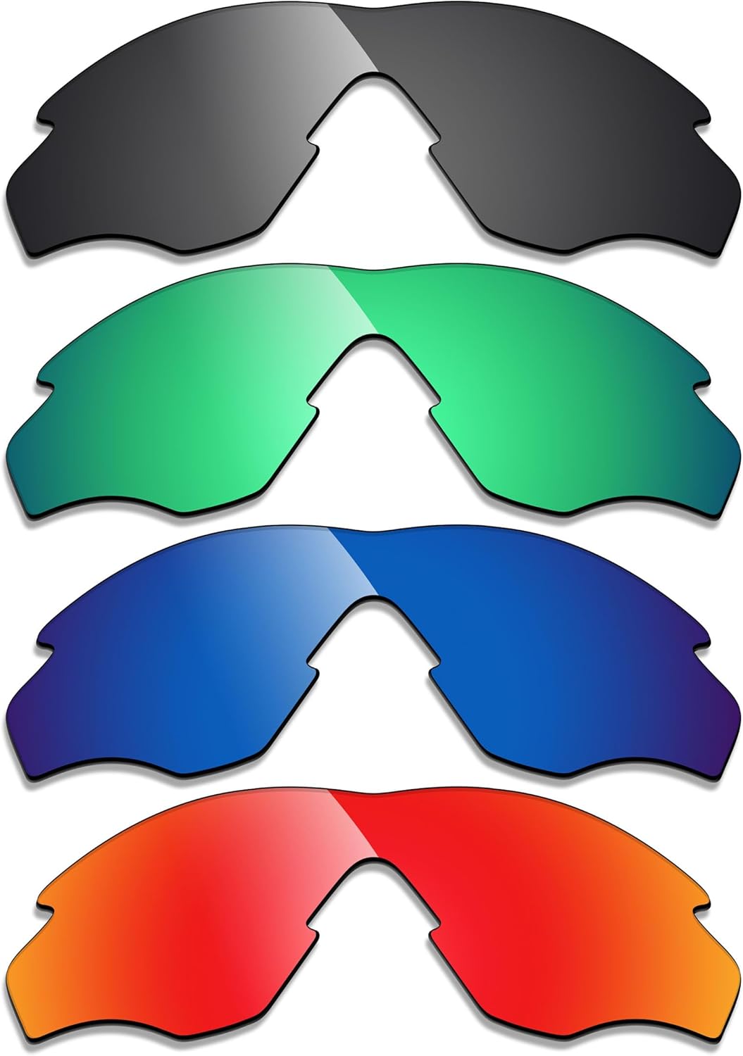 Alphax 4 Pair Polarized Replacement Lenses for Oakley M2 Frame XL OO9343 Sunglasses- Black+Green+Red+Deep Water