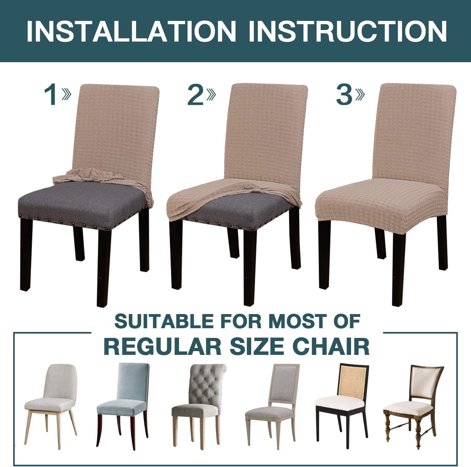 Up To 60% OFF Dining Chair Covers (Set of 6) Stretch Dining Room Chair Slipcover Parsons Chair Furniture Protector Covers Chair Covers Removable Washable Chair Cover for Dining Room, Hotel, Ceremony, Sand