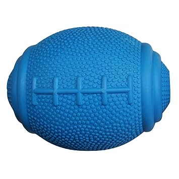 PlayfulSpirit Tricky Treat Rugby Ball: Dog Treat Dispenser - Awesome Anxiety Reliever and Boredom Breaker, Fun Fetch and Basic Puppy Training Toy (Large, Blue)