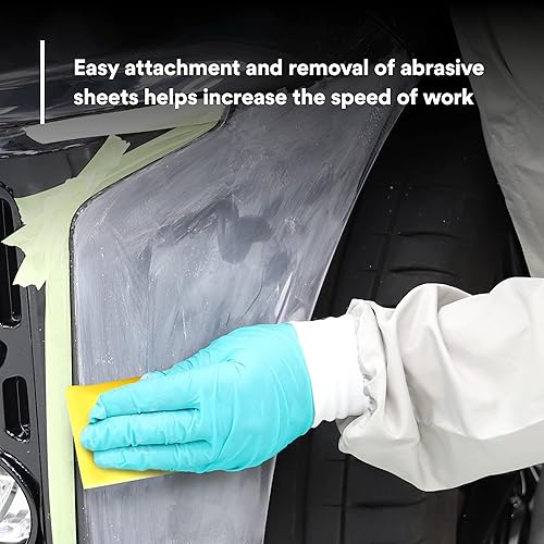 Miniatura 5 de 3M Hookit Bloque de mano suave 05742, 2-34 pulgadas x 5 pulgadas, espuma moldeada flexible, de larga duración, amarillo