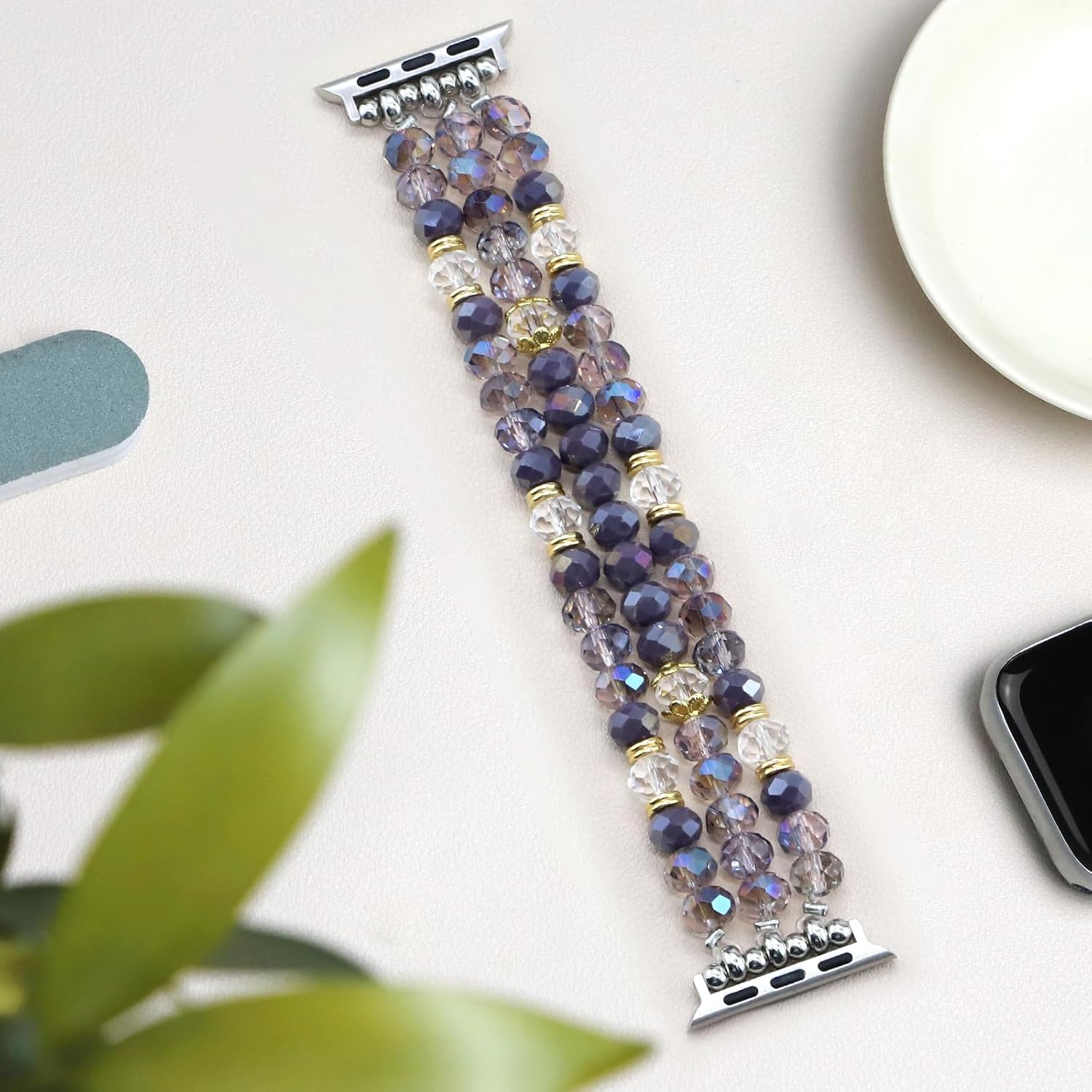 Bracelet Beaded Bands for Women Compatible with Apple Watch 38mm 40mm 41mm 42mm(S11/10) Fashion Handmade Boho Elastic Stretch Crystal Strap for iWatch Series 11/10/9/8/7/6/5/4/3/2/1/SE - Image 3