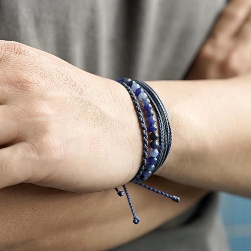 Miniatura 395 de Handmade Natural Stone Beaded Healing Bracelet Gift for Men Adjustable Rope String Bracelet (picasso jasper, Adjustable)