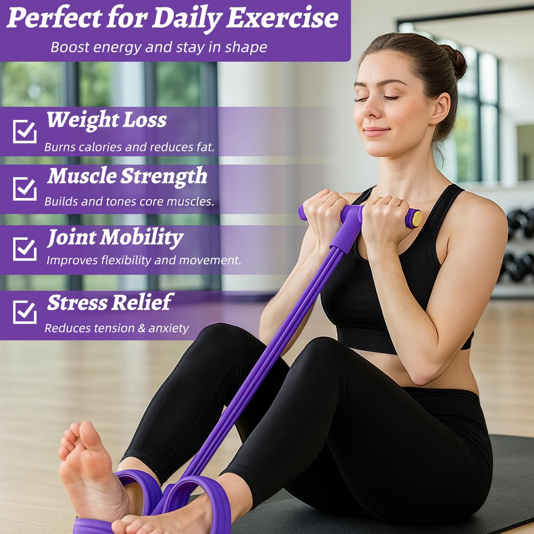 Fascia di Resistenza Fitness, Corda Elastica a 6 Tubi per e Stretching, attrezzo per addominali,per Addominali, Vita e Allenamento a Casa
