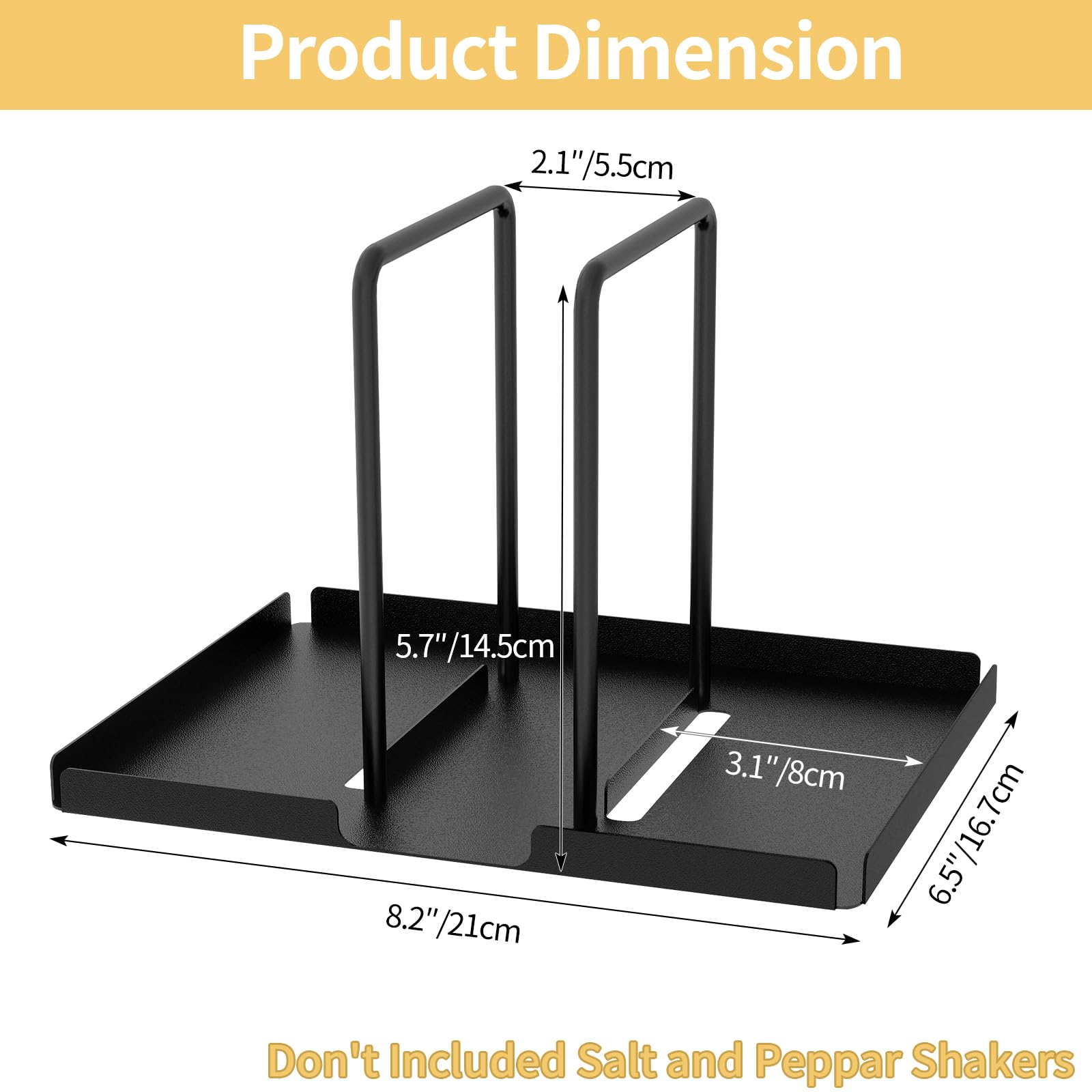 LSK Servilletero, servilletero de acero para mesa con organizador de salero y pimentero, almacenamiento de servilletas de papel de pie para cocina, mesa de comedor, encimera, color negro