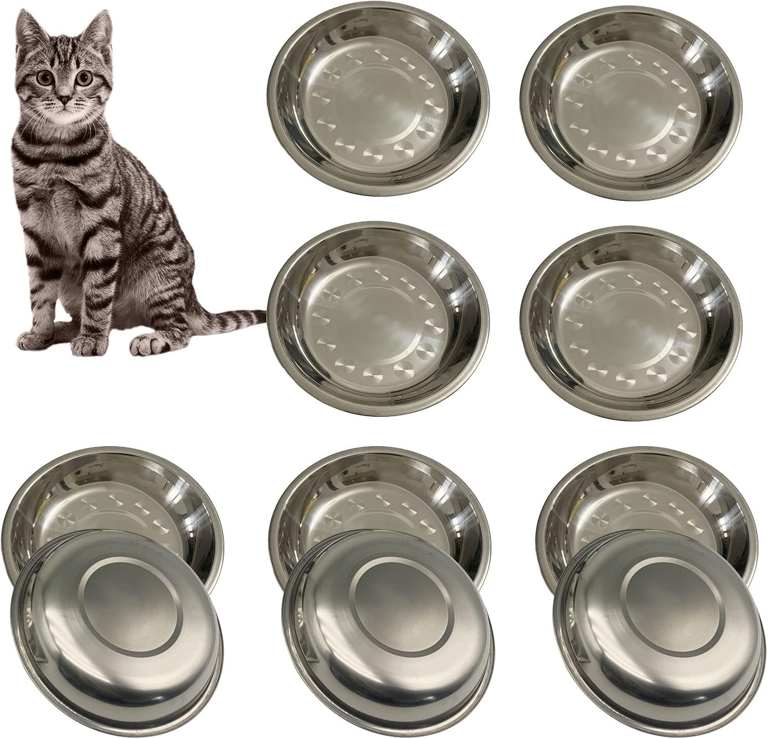 WEWAYKGJ 10PCS Stainless Steel Cat Dish Shallow Cat Food