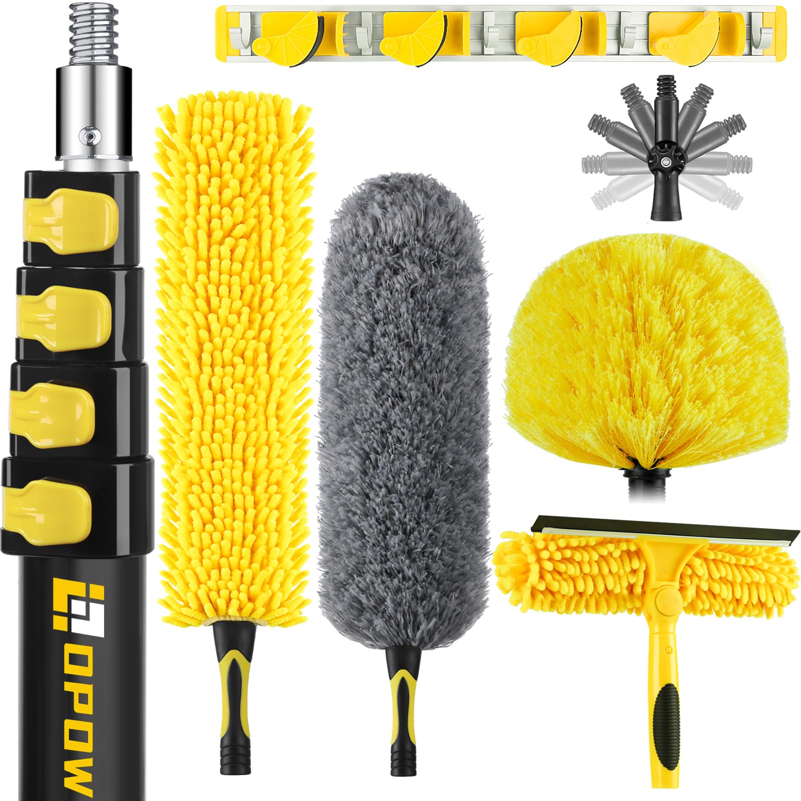 36 Foot High Ceiling Duster Kits with 7-30ft Heavy Duty Extension Pole, High Reach Duster for Cleaning,Microfiber Feather Duster,Cobweb Duster,Ceiling Fan Duster,Window Squeegee & Cleaner