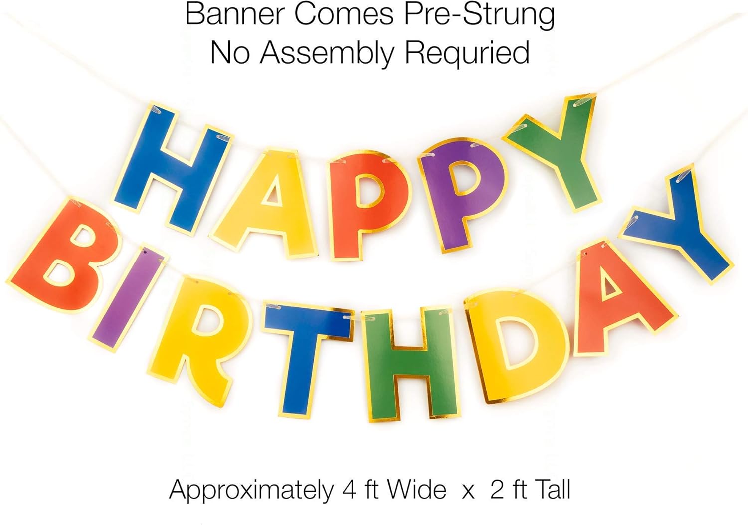 PapaKit Bundle - Happy Birthday Bunting Banner and Origami Paper Fan Wall Decoration Set (Bright and Bold Colors)