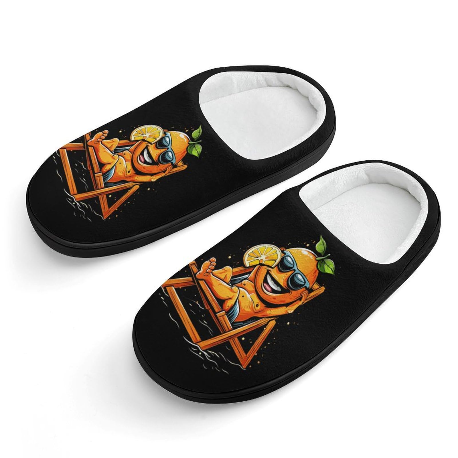Orange Beach Time Cute Cotton Slippers Anti-slip House Shoes Funny Slipper Indoor Outdoor