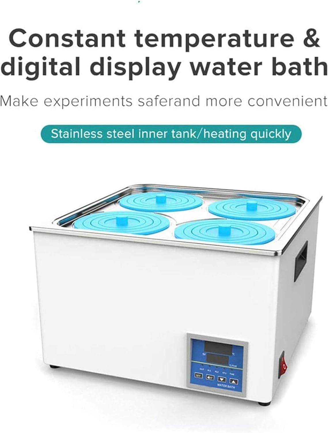 AMNOOL Digital Constant Temperature Water Bath, 1/2/4/6 Well Laboratory Water Bath, Electric Heating Laboratory Equipment Constant Temperature Water Bath, Laboratory Constant Temperature Water Bath