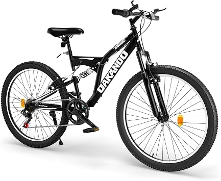 26" Mountain Bike, 7 Speed High Carbon Steel Dual Full Suspension MTB Bikes