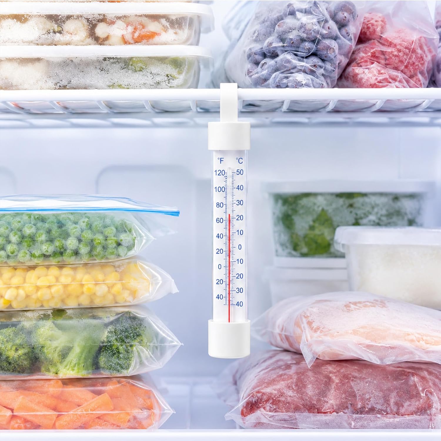 16 Pcs Fridge Thermometer, Refrigerator Thermometer Strip Hanging Standing