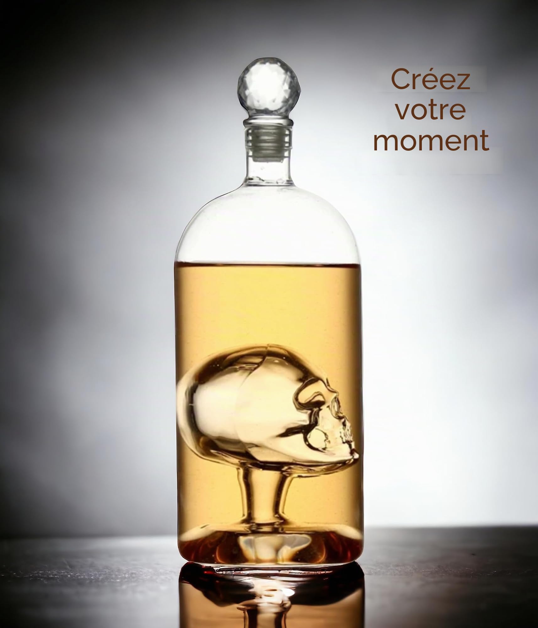 Carafe à whisky - Carafe skull decanter - 1L - Carafe à décanter ideal pour whisky, tequila, rhum, mezcal - qualité supérieure - Coffret cadeau