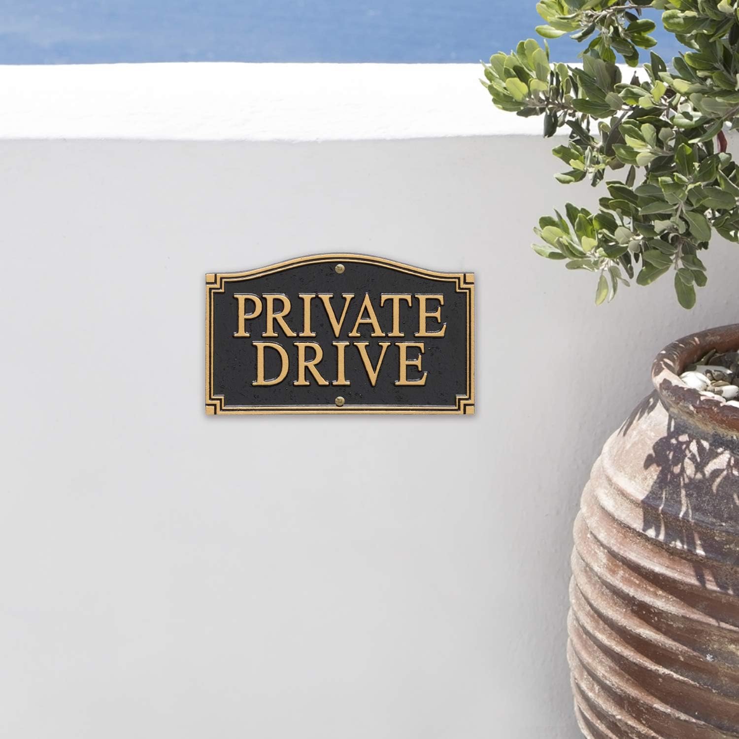 Whitehall Products Private Drive Wall/Lawn Statement Plaque, Black/Gold