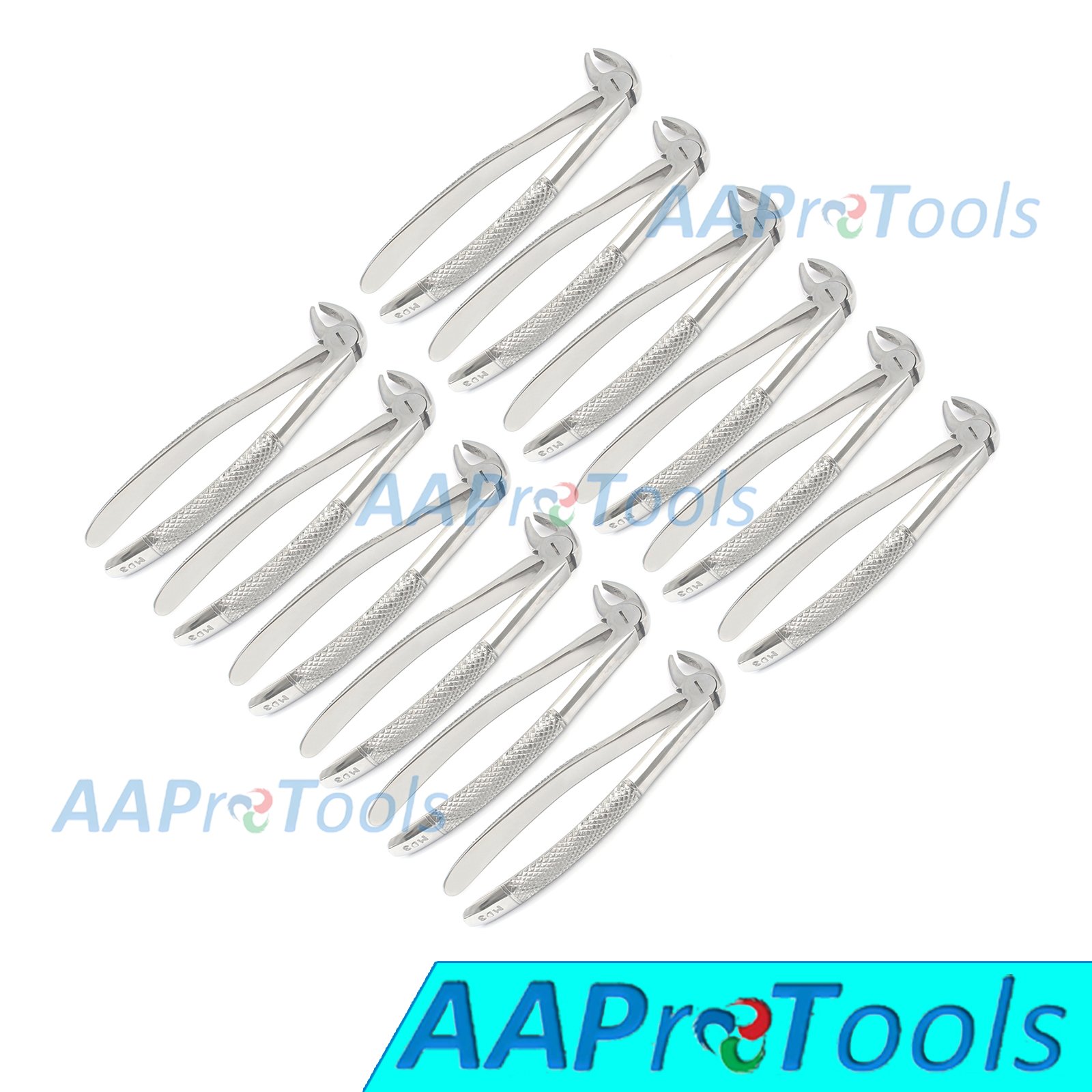 AAPROTOOLS Set of 12 Dental EXTRACTING Forceps #MD3 Dental Extraction Instruments A+ Quality