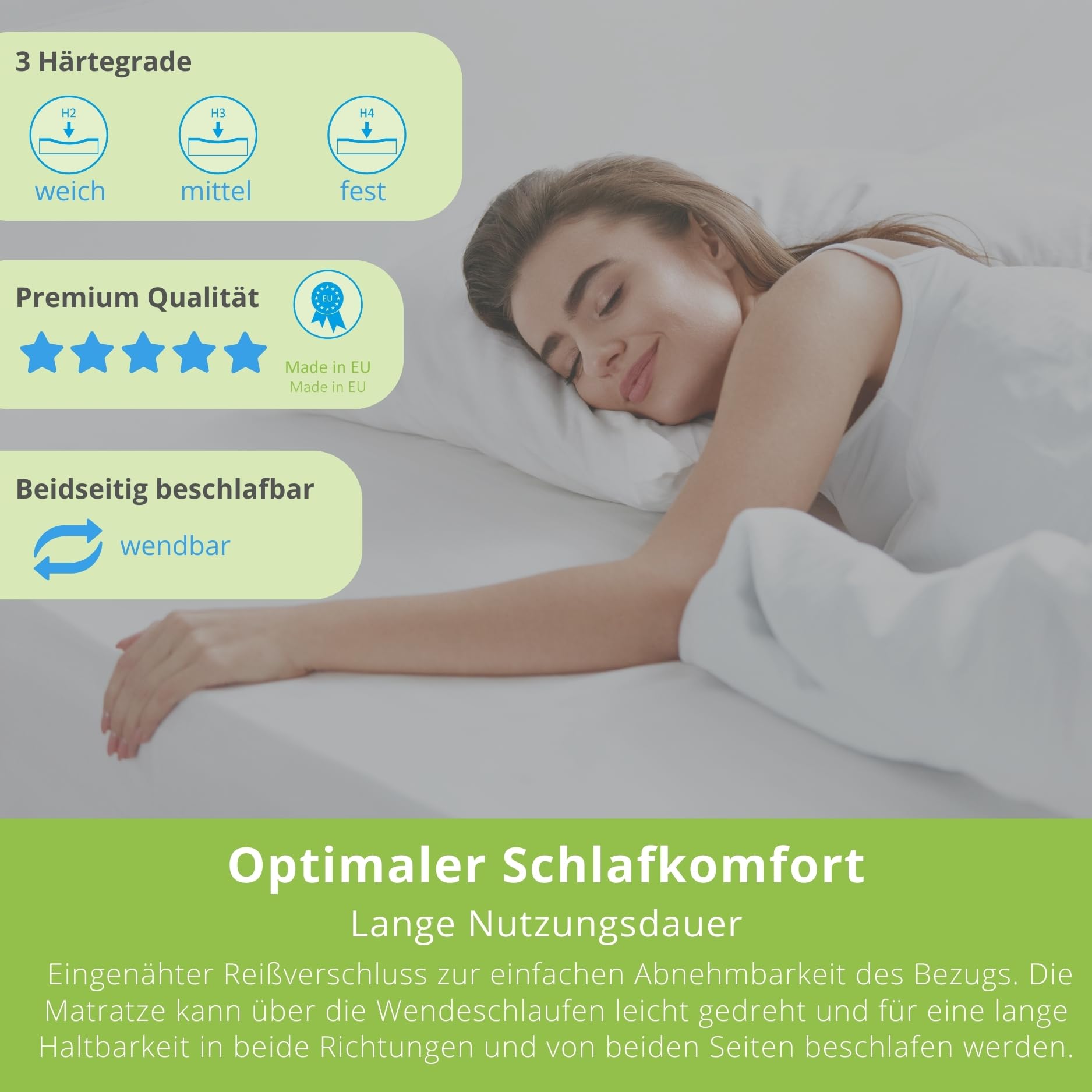 Bodyprotect Federkernmatratze 100x200 cm, orthopädische Matratze Härtegrad H4, ergonomische 7 Zonen Taschenfederkernmatratze, Mattress 100 x 200, Höhe 21, Made in EU, Oeko-TEX