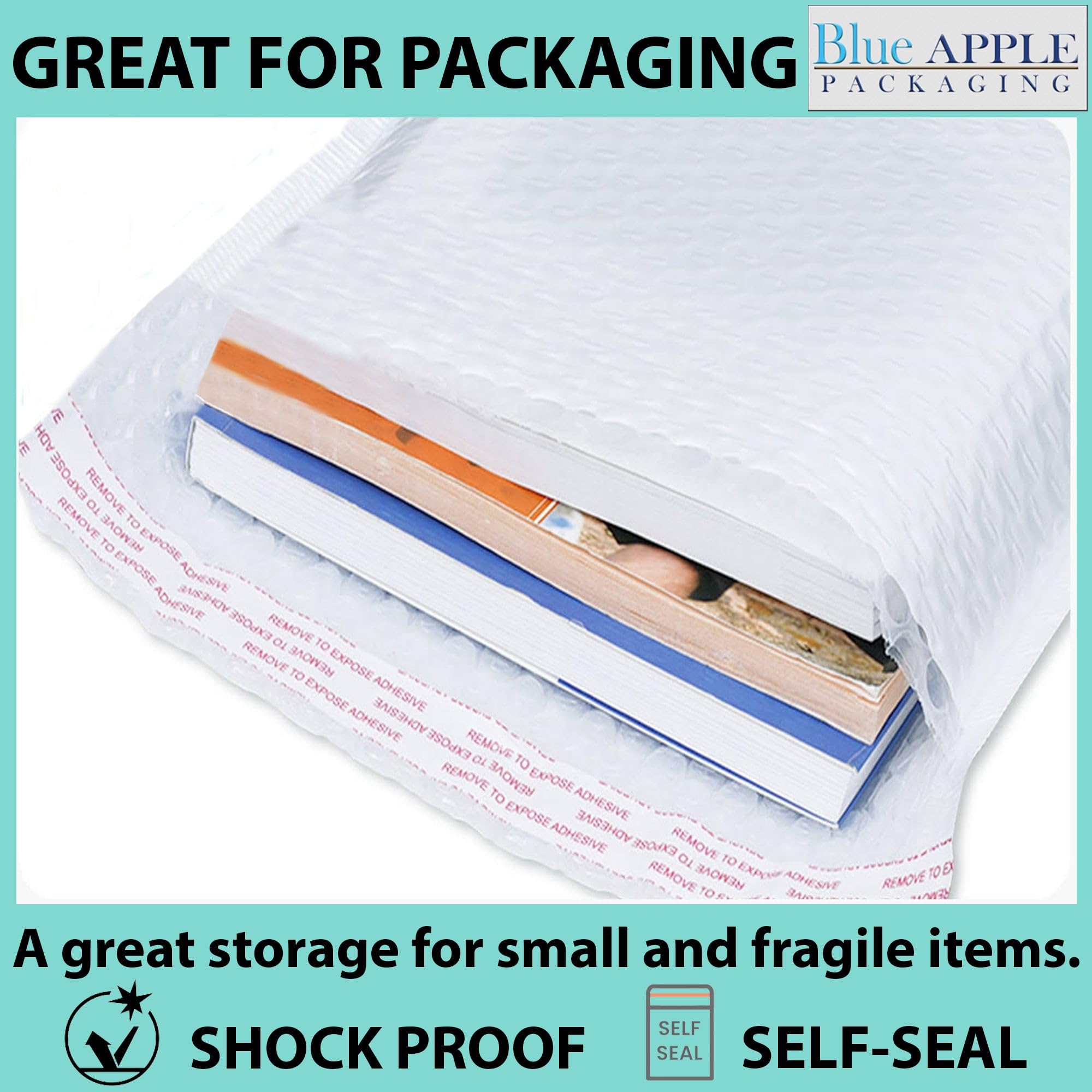 White Poly Bubble Mailers 4x8 Inches - Pack Of 25 Padded Shipping Envelopes #000 Waterproof